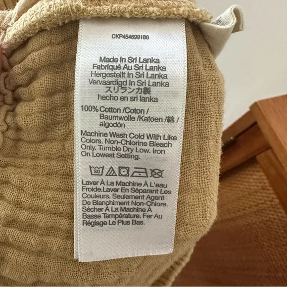 Madewell Cotton Pull-On Crop Gauze Lounge Pants Tan XS - Picture 9 of 10